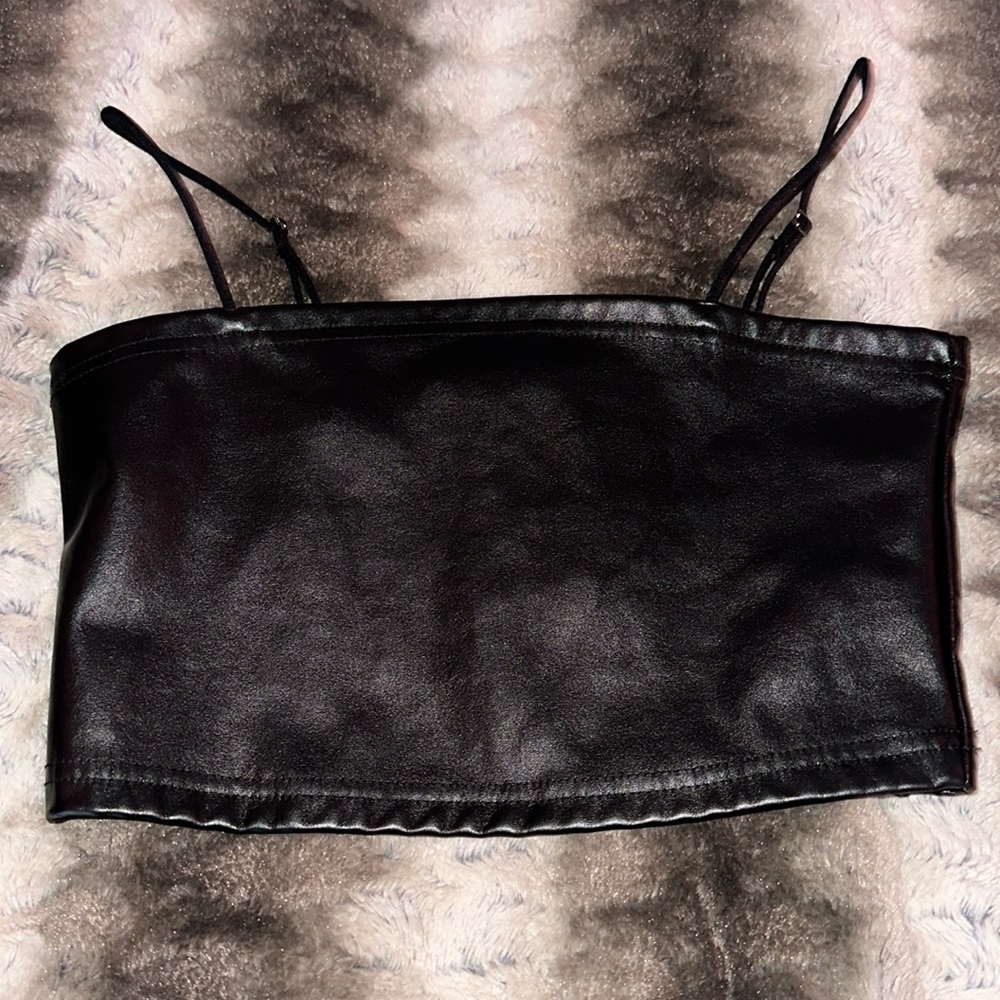 SHEIN leather crop top